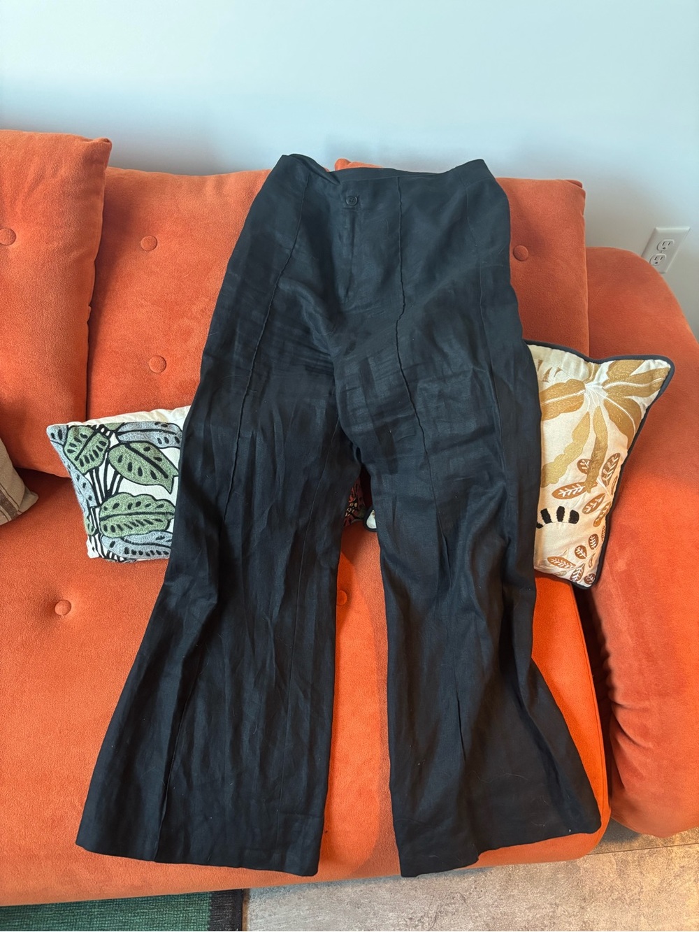 Reformation Black Wide-Leg Linen Pants